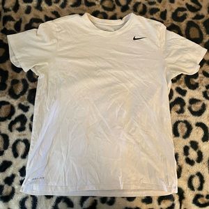 Men’s Nike Tee Dri Fit White Short Sleeve Shirt Size L Large